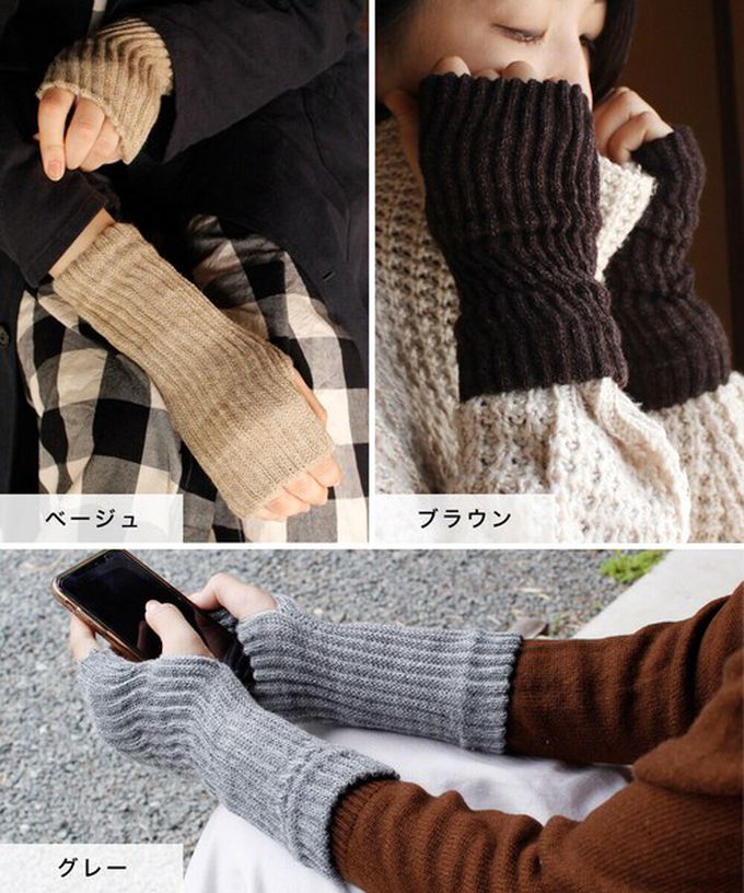 日本女裝代購 - 日本製 絲綢混拇指洞半截手套-酒紅 (F)