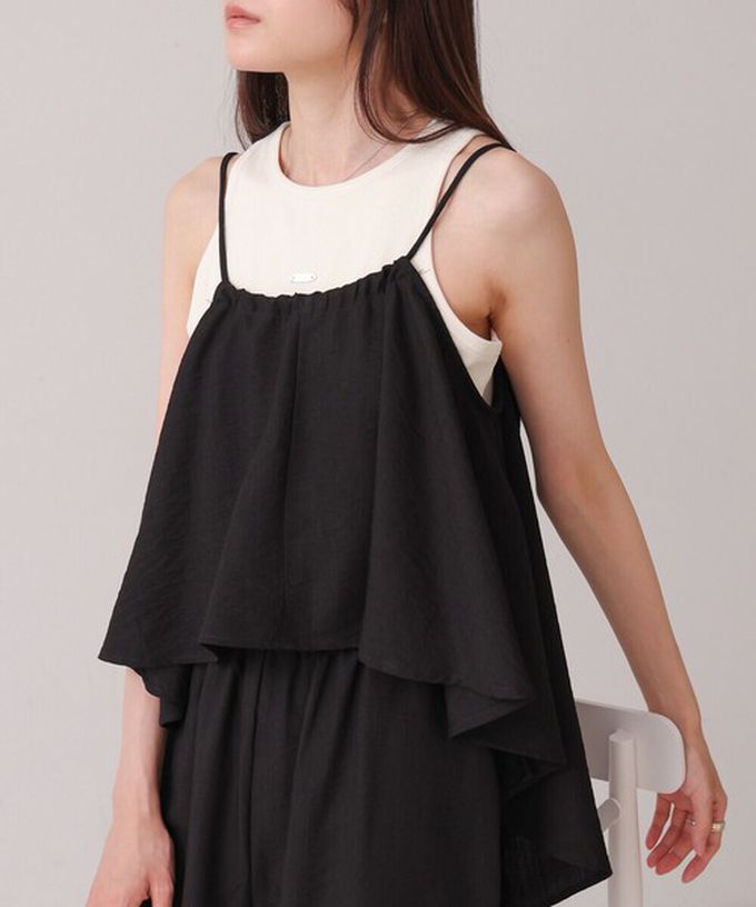 日本 Bab - 簡潔舒適混棉細肩帶長褲套裝-素面-經典黑 (M)