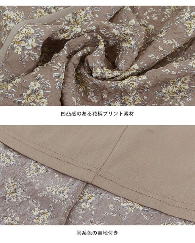 日本 BLUE EAST - 成熟花卉飄逸感V領長袖洋裝-摩卡