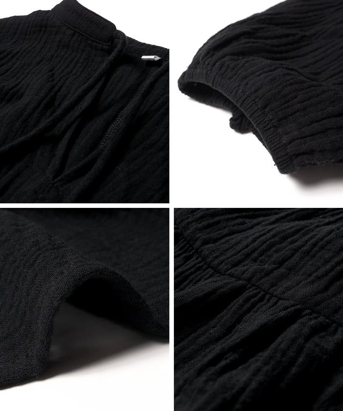 日本 COCA - 超寬鬆三層蛋糕前短後長長袖上衣-黑