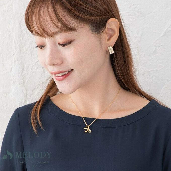日本 Melody Accessory - 日本製 精緻小水鑽蝴蝶結項鏈-金