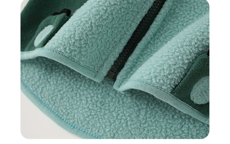 搖粒絨連帽外套-小企鵝-灰色