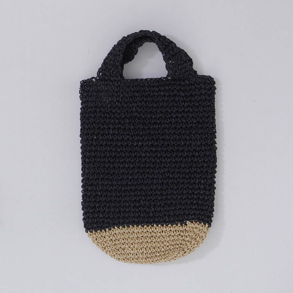 藤編風輕便手提小包-黑杏 (20x27.5cm)