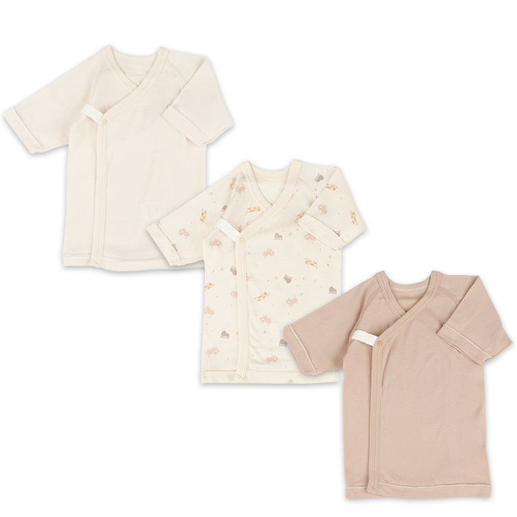 akachan honpo - 新生兒內衣6件組 長袖-按扣款 小貓-粉紅色 (肚衣:50cm 蝴蝶裝:50~60cm)