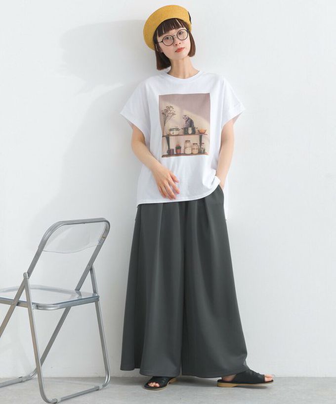 日本 Lupilien - 16支天竺棉 療癒印花法式袖上衣-貓咪的房間-薄荷