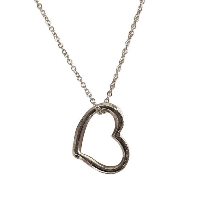 日本 Melody Accessory - 日本製 簡約典雅愛心造型項鏈-銀