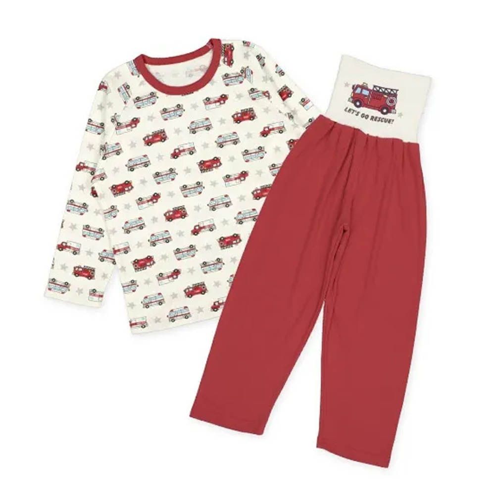 腹卷長袖家居服/睡衣(四季款)-消防車