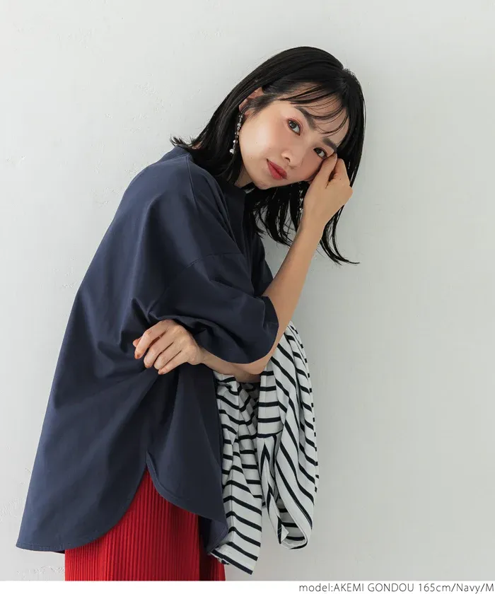 日本 COCA - 100%美國棉 落肩寬袖上衣-米白