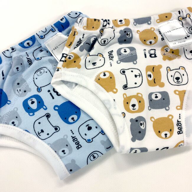 日本 Chuckle Baby - 四層學習褲(五件組)-車車小熊-分離式