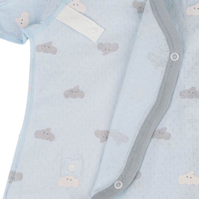 akachan honpo - 短袖連身衣-滿版印花-淺藍色 (50~60cm)