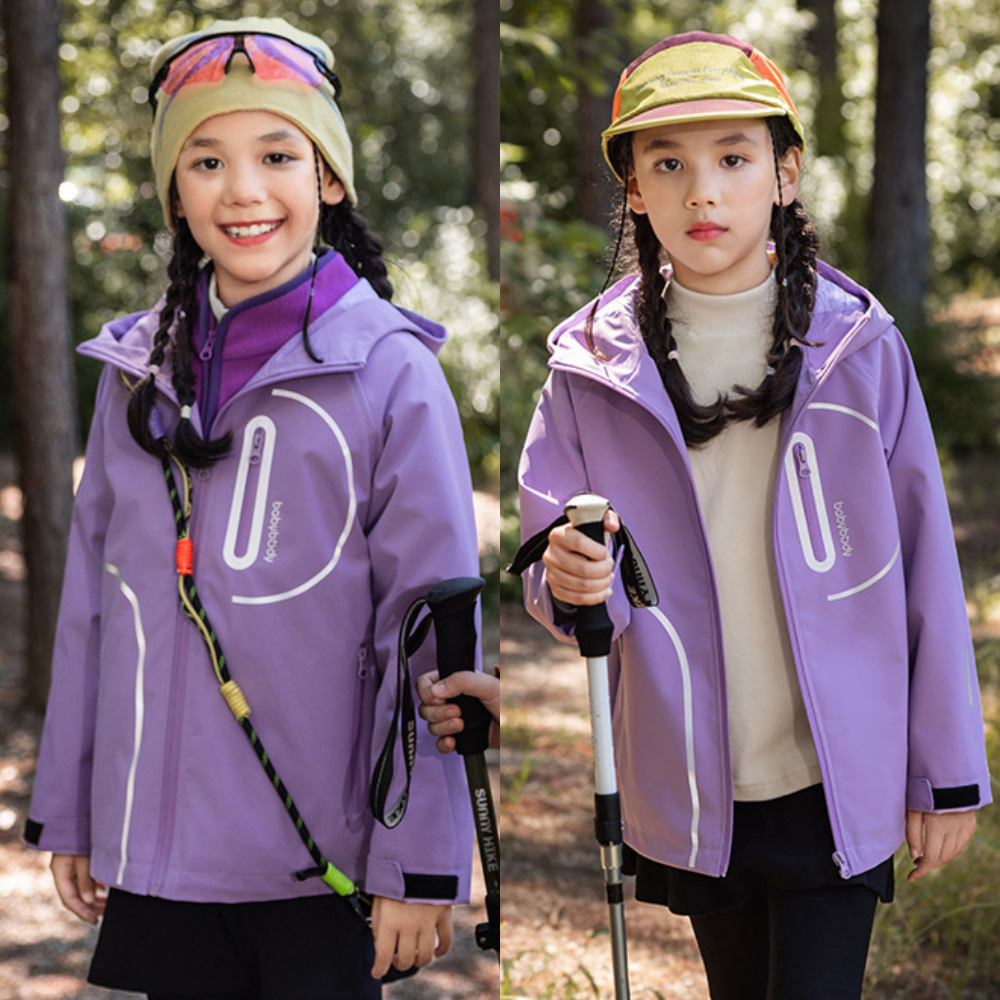 4級防水x保暖搖粒絨兩件式衝鋒外套-安全反光條-紫色