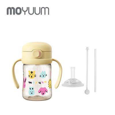 韓國 MOYUUM - PPSU彈蓋吸管學飲水杯-動物萌友(SOOSOOJIN聯名款)-170ml
