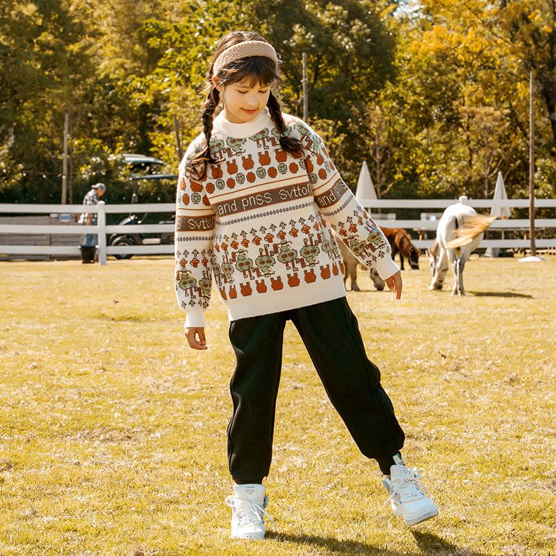 加絨束口運動褲-黑色