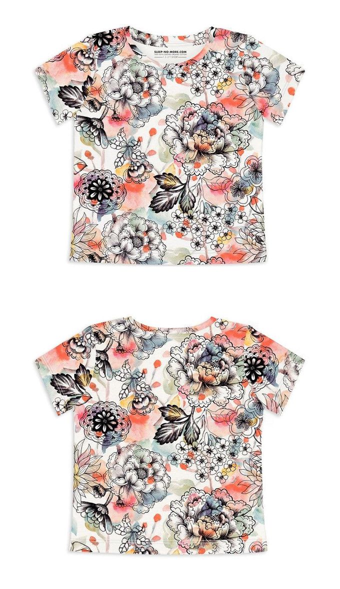 英國 SLEEP NO MORE - 100% 有機棉兒童短袖上衣-夢花卉