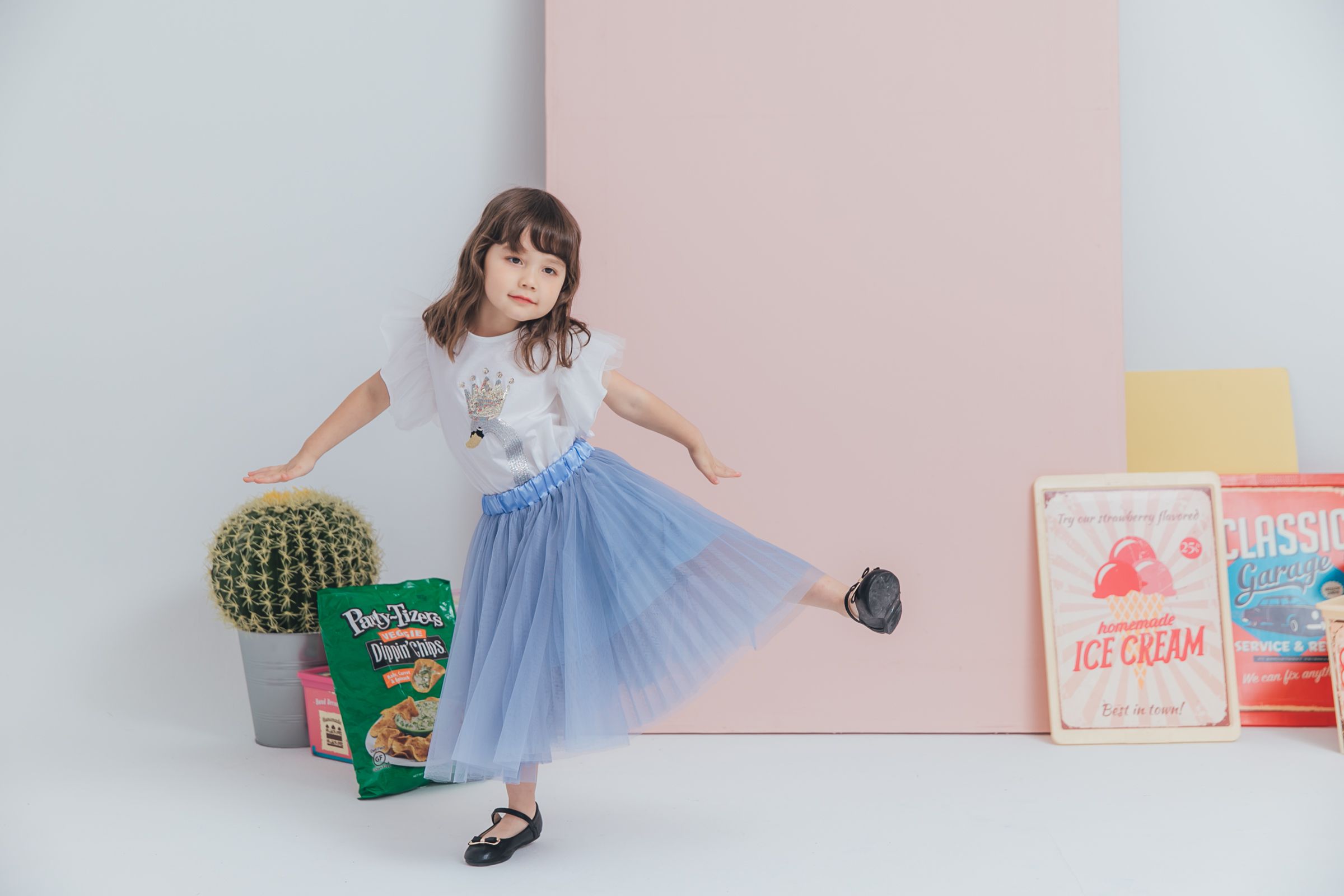 Peachy - 北鼻款*獨家訂製綿柔法式浪漫三層蓬紗裙-三層蓬版-仙杜瑞拉藍