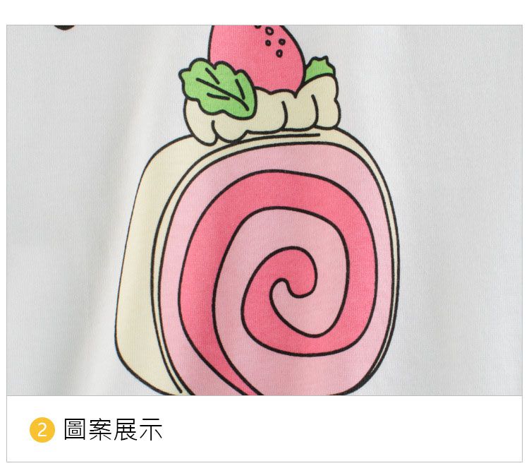 純棉短袖上衣-草莓蛋糕-白+粉