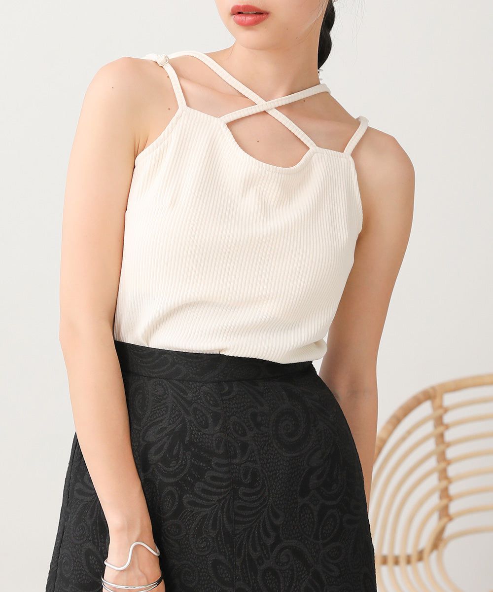 日本 Bab - 2WAY羅紋彈性內搭(附bra)-黑