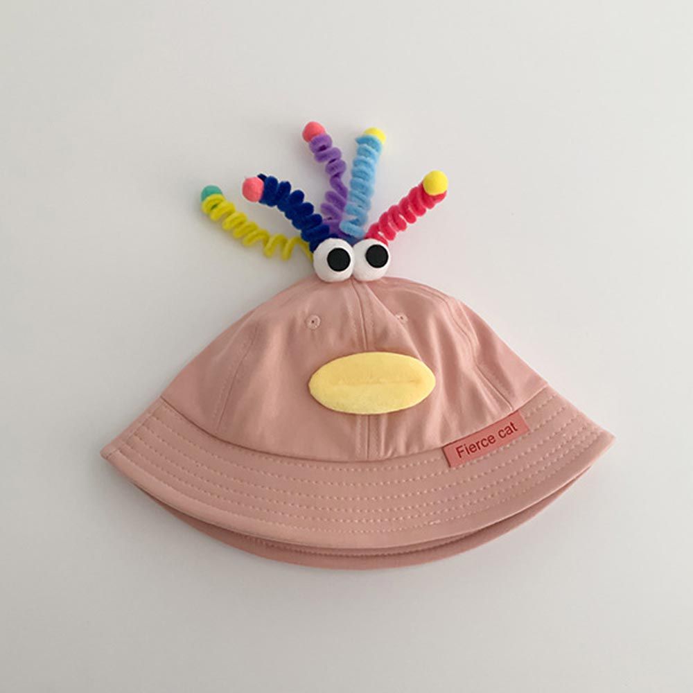 兒童防曬遮陽漁夫帽-童趣臉臉-粉色 (48-50CM)