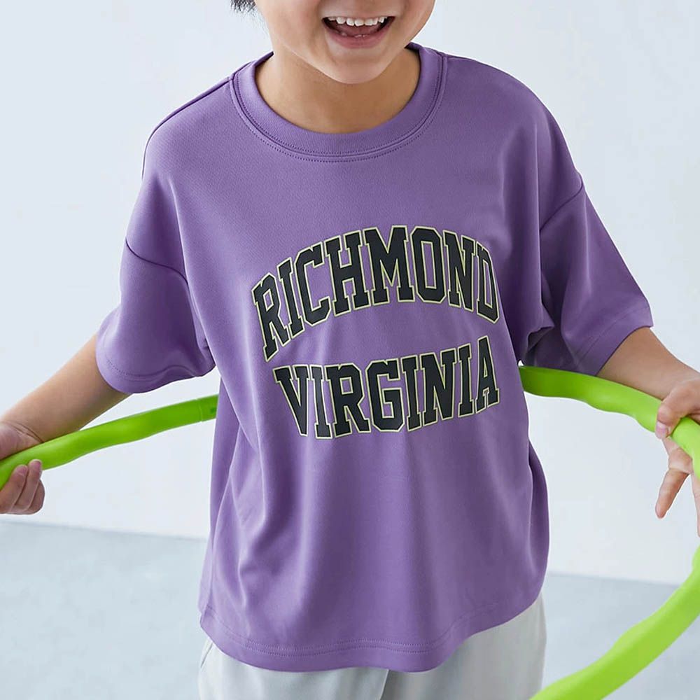 速乾網眼超舒適短袖上衣-英文logo-深紫