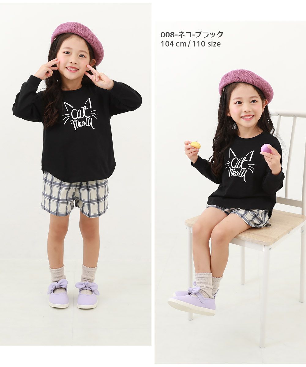 日本 devirock - 女孩百搭印花長袖上衣-愛心棒棒糖-黑