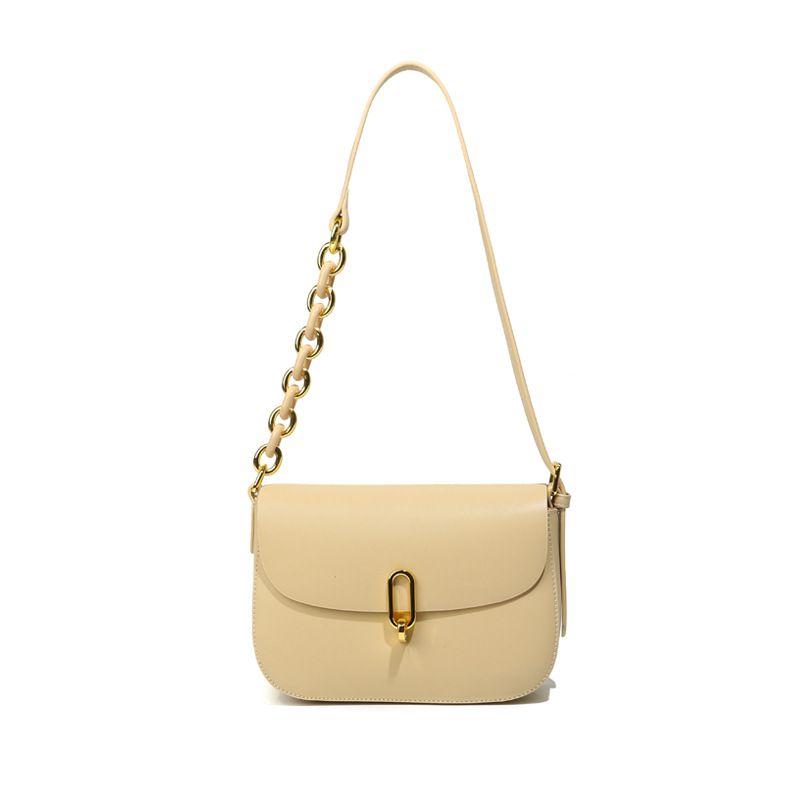 真皮時尚簡約單肩/斜跨馬鞍包-黑色 (17x7x22cm)