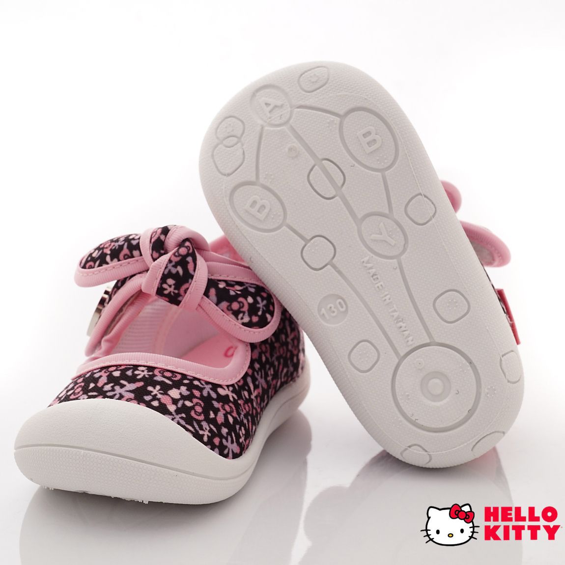 HELLO KITTY - 台灣製清新碎花公主休閒鞋款(中小童段)-休閒鞋-黑