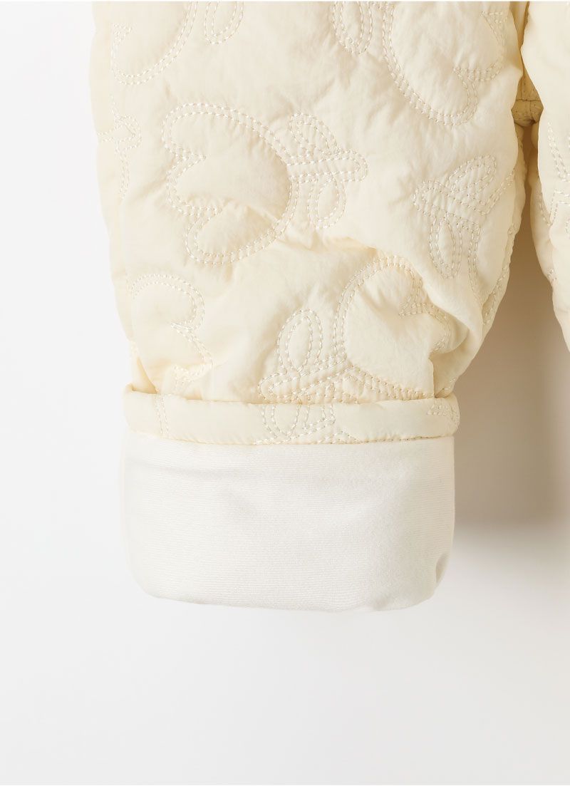 韓國 OZKIZ - 鬱金香縫紋內磨毛長褲-米白