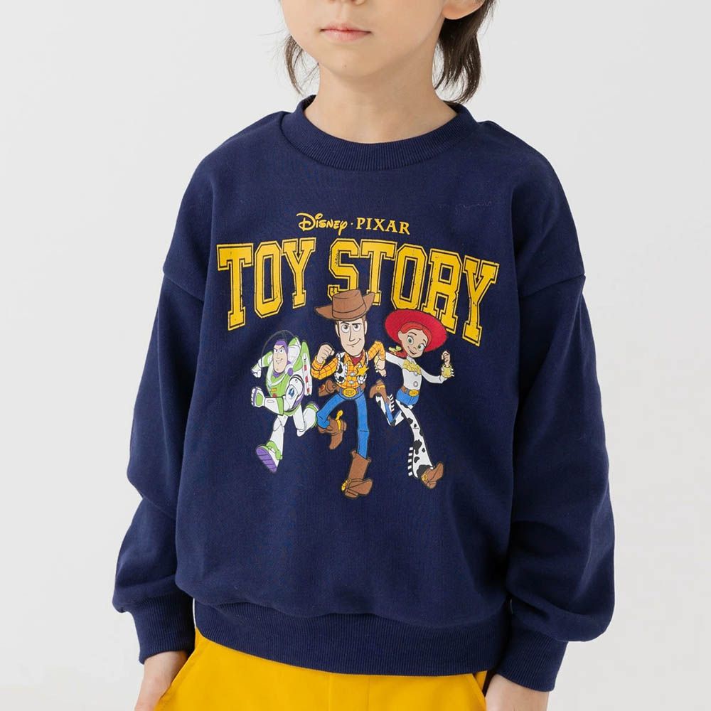 限定聯名 縮口印花長袖上衣-玩具總動員-向前跑-海軍藍