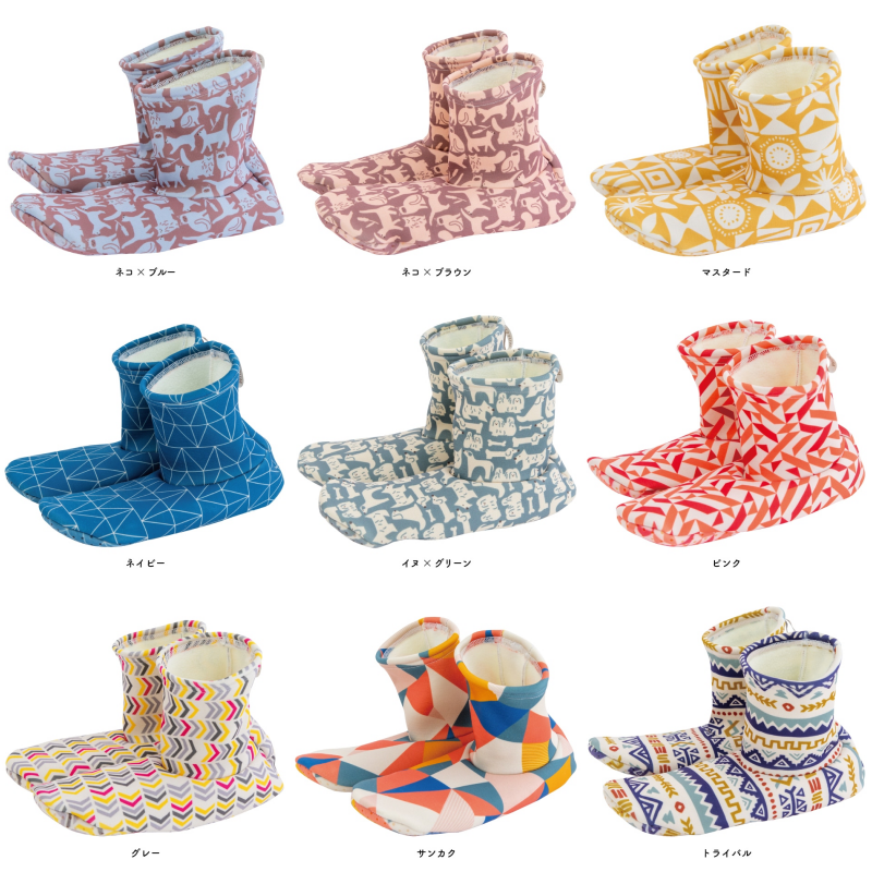 日本 BISQUE - 機能保暖足袋型止滑室內襪-幾何拼接-粉紅 (M(23-24.5))