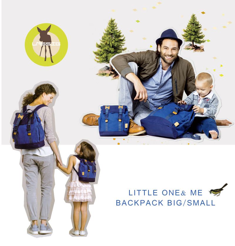 德國 Lassig - 英倫率性旅行後背媽媽包/親子包-甘藍綠 (小)-含小收納包