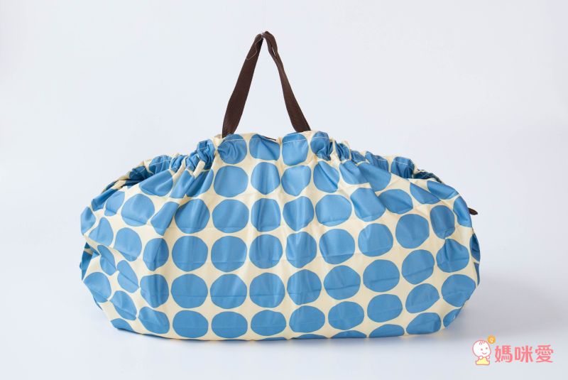 日本 MARNA - Shupatto 秒收摺疊購物袋(可掛購物籃)-藍點點 (L(50x38cm))-耐重15kg / 31.4L
