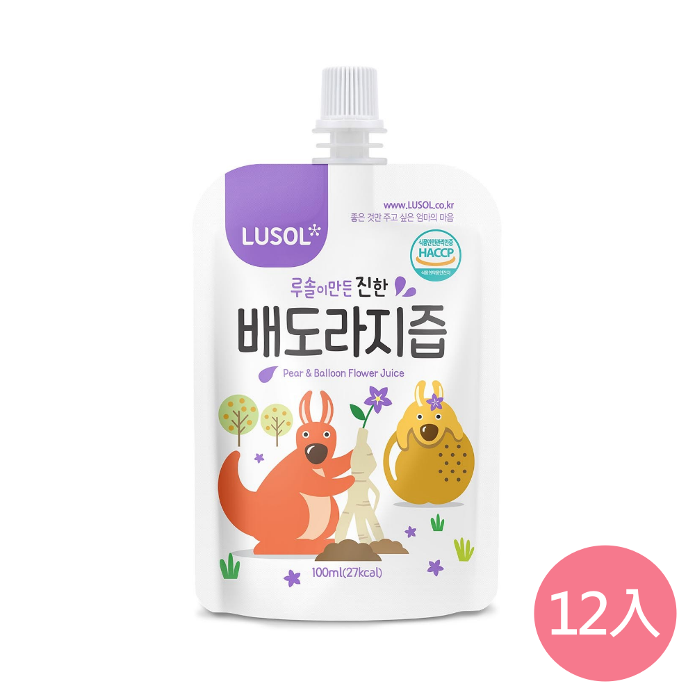韓國 LUSOL - 嬰幼兒雪梨桔梗汁(6m+)-100mlX12袋