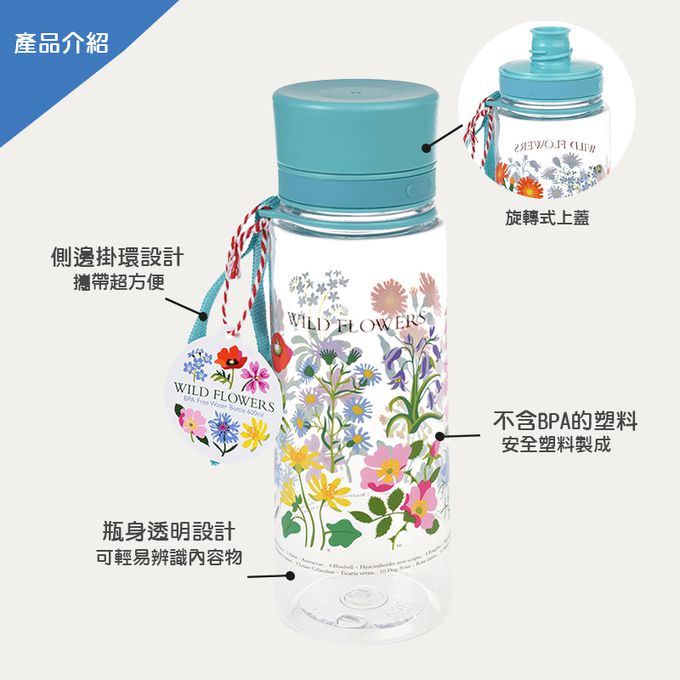 英國 Rex London - 直飲式Tritan™水瓶(成人/兒童皆可用)-春季花語(600ML)