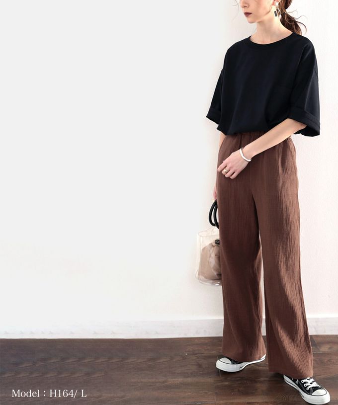 日本 Classical Elf - 純棉夏日柳葉舒適寬褲-黑