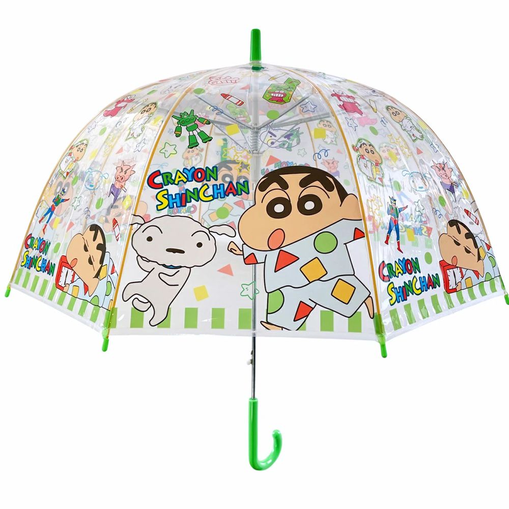 小孩最愛印花透明直傘-睡衣蠟筆小新-綠 (親骨55cm)
