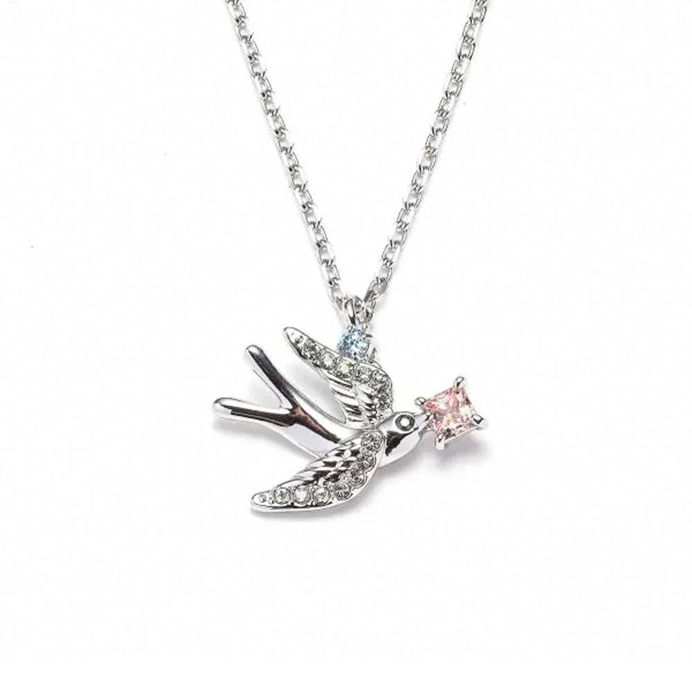 飛鳥鑲鑽墜鍊 (銀)