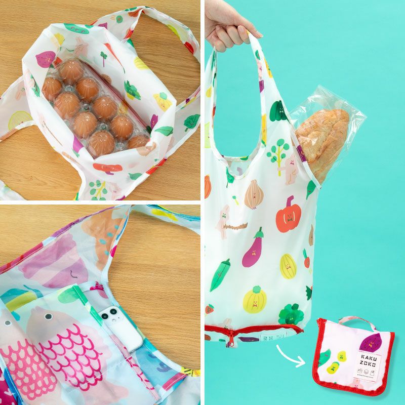 日本 IROHA - 可摺疊收納 寬底便利環保購物袋-基本款-喜樂線條 (S(24x58x13cm))-容量8L/耐重12KG