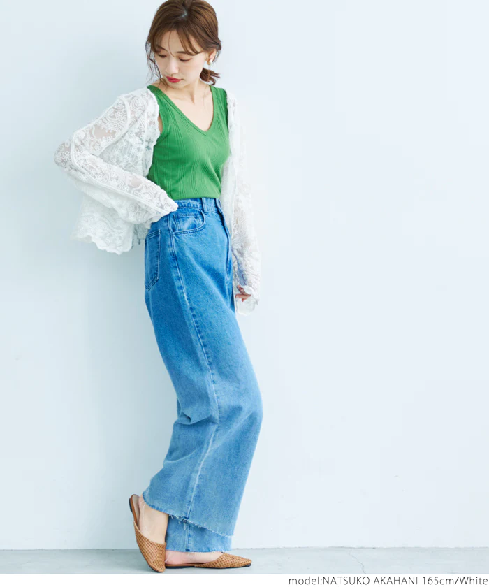 日本 COCA - 透明感蕾絲花朵薄外套/罩衫-白