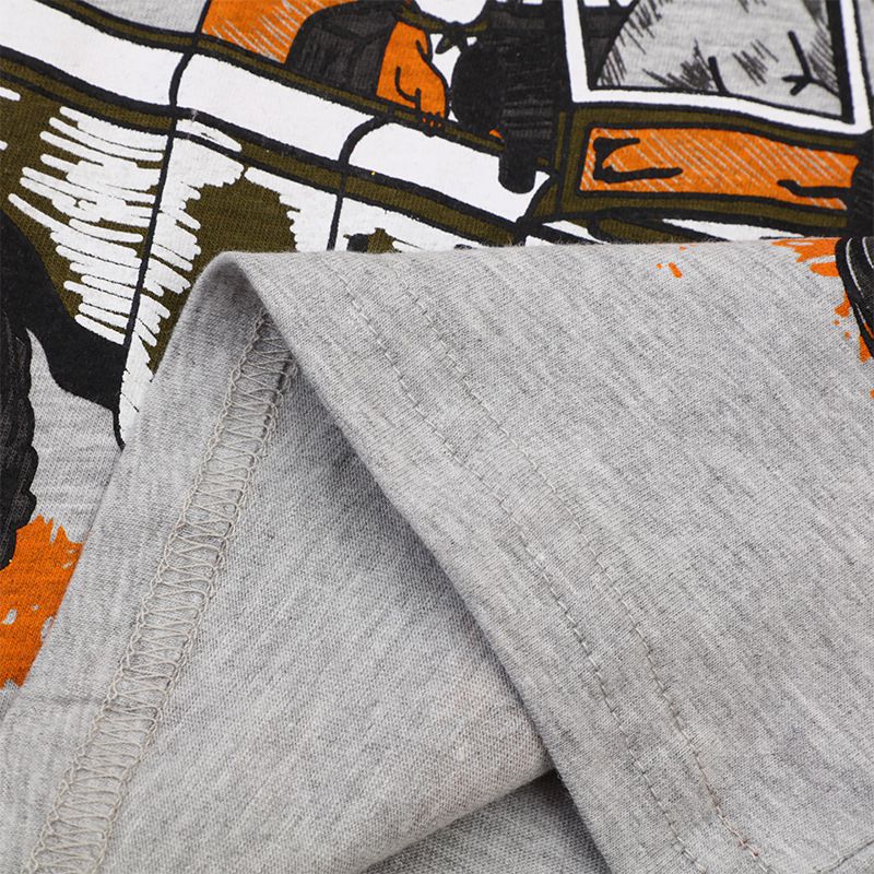 Jumping meters - 圓領棉質長袖上衣-犀牛與長頸鹿-灰色