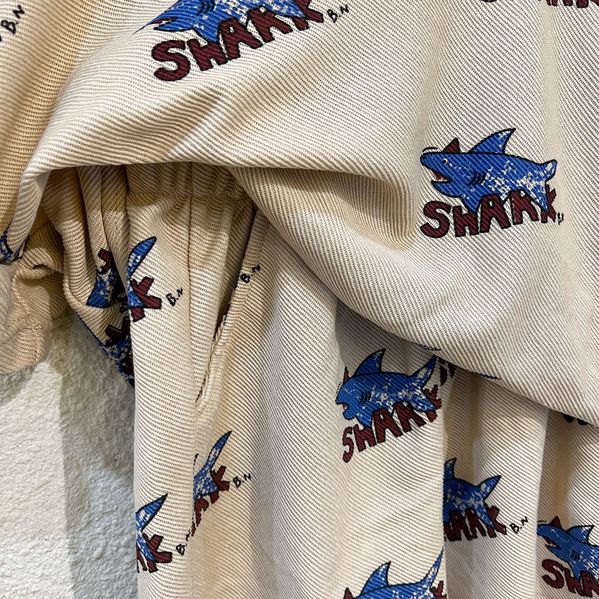 棉質圓領七分袖連身裙-鯊魚-卡其色