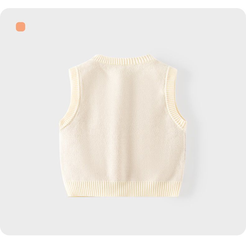 舒適V領百搭針織背心-Hey熊熊-藍色