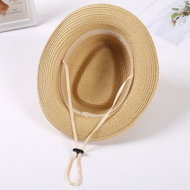 百搭兒童卷邊草帽/遮陽帽-調皮恐龍-杏色 (建議2-8歲)