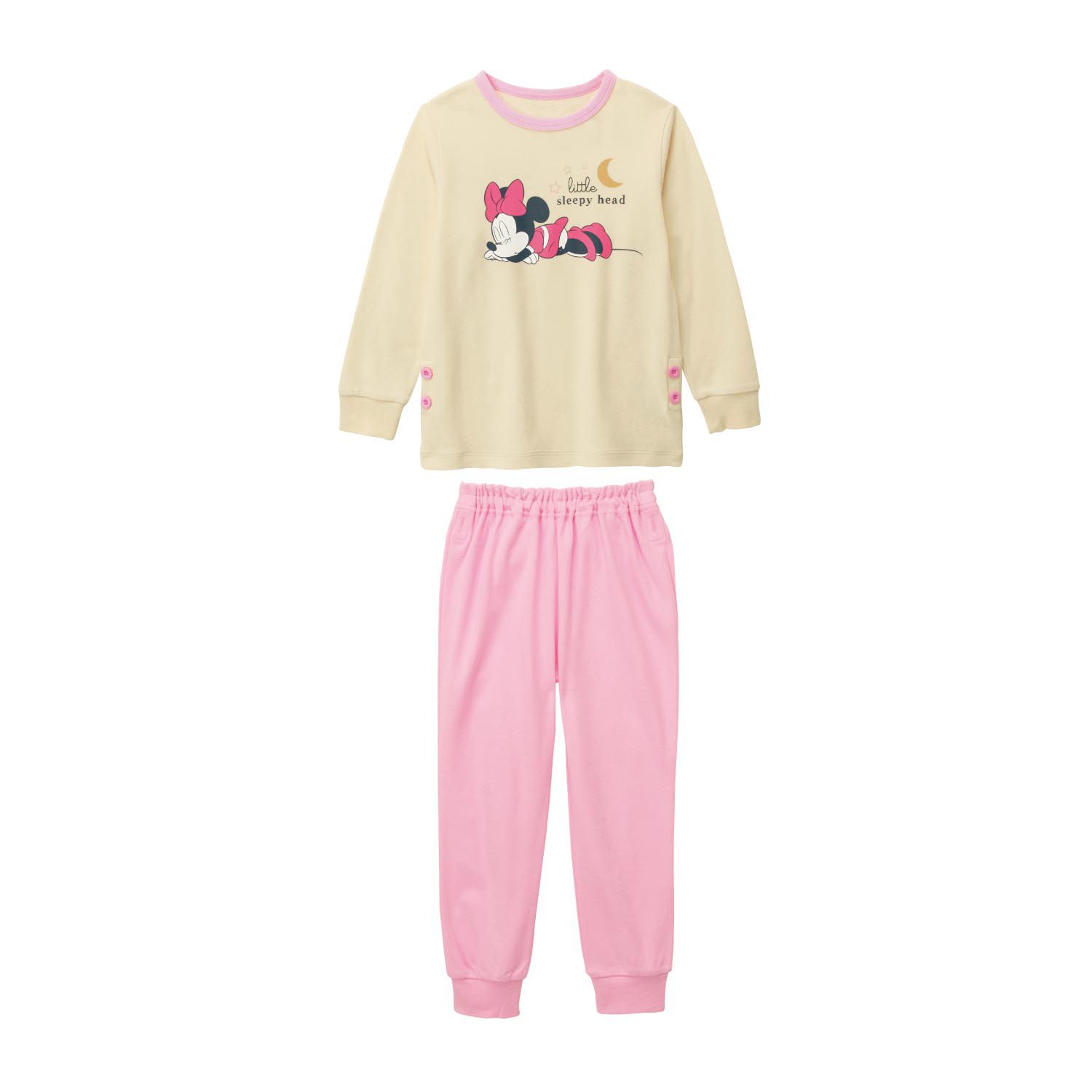 日本千趣會 - 迪士尼純棉長袖家居服/睡衣-睡覺米妮-米X粉