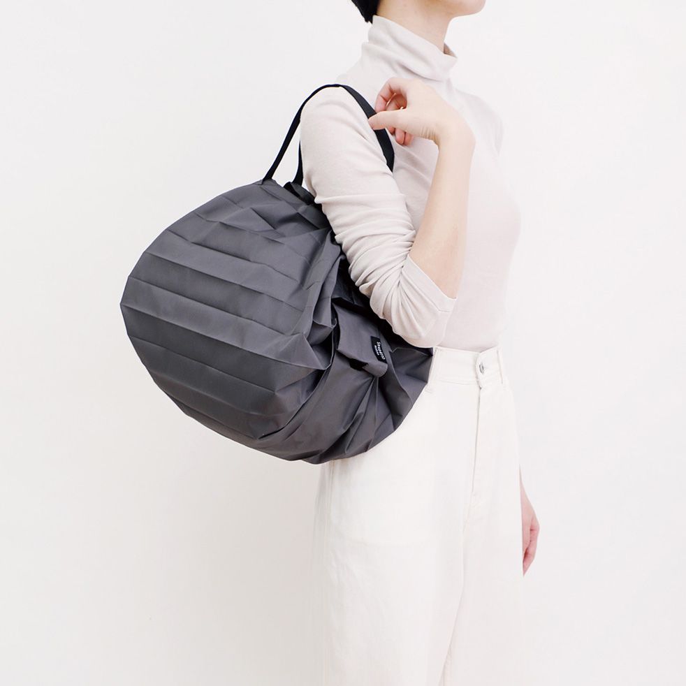 日本 MARNA - Shupatto 秒收摺疊購物袋-五週年限定升級款-石墨灰 (M(30x35cm))-耐重5kg / 15L