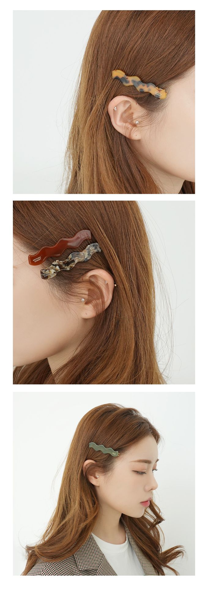 韓國 Soo&Soo - 正韓製CREATION FRANCE波紋造型髮夾-海軍藍