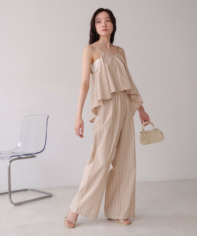 日本 Bab - 簡潔舒適混棉細肩帶長褲套裝-素面-經典黑 (M)