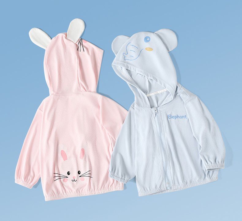 UPF50+冰絲涼感立體兒童防曬外套-兔子-粉色