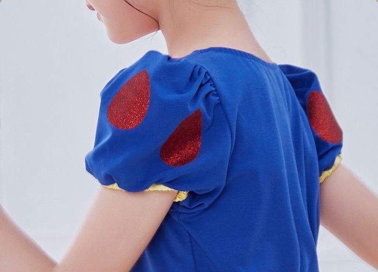 公主系列造型短袖連身裙/萬聖節-卡通人物白雪公主-黃+藍