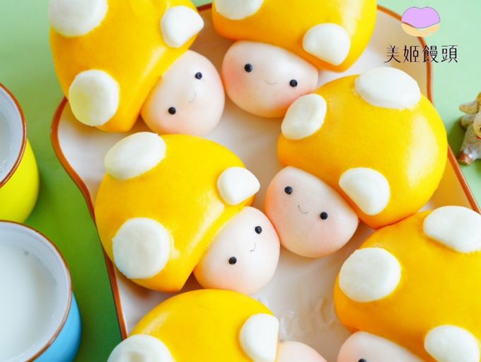 美姬饅頭 - 蘑菇家族鮮乳造型饅頭-6入