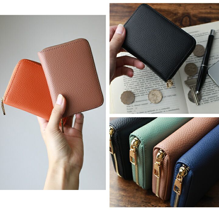 日本 LIZDAYS - 輕巧經典皮革短夾/零錢包-天空藍 (12x8.5x2cm)